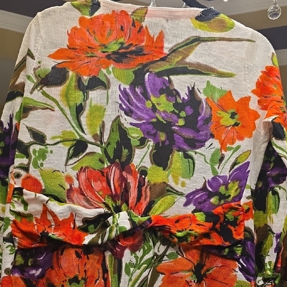 Anthropologie Vibrant Floral Open-Front Cardigan - Picture 5 of 13
